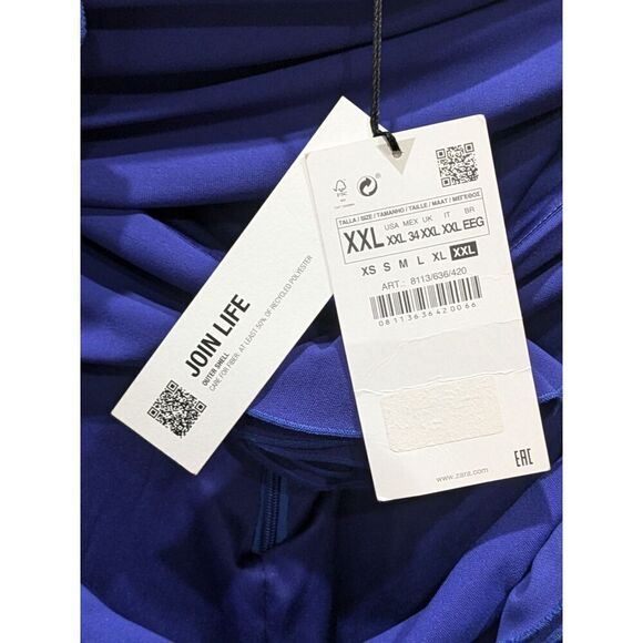 New! ZARA Cutout 3D Rosette Floral Ruched Mini Dress, XXL (US 14) - Picture 13 of 16